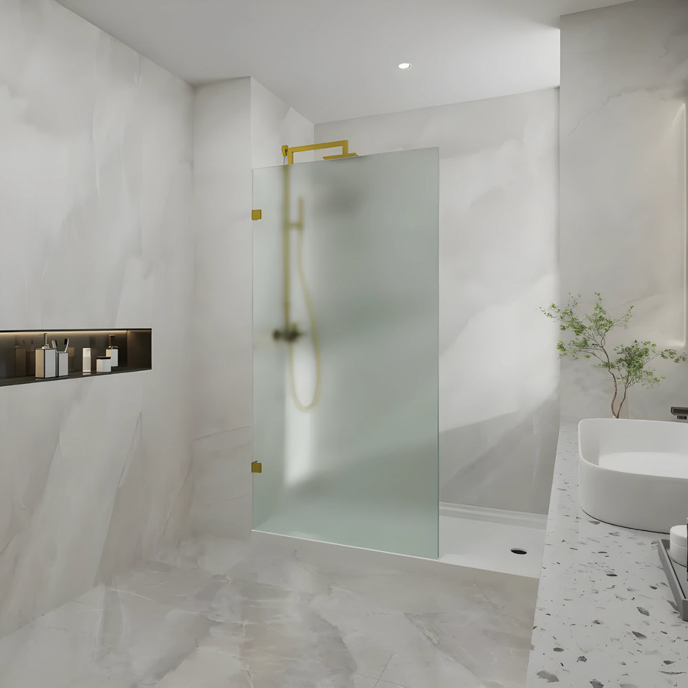 COVEY FRAMELESS WALK IN SINGLE PANEL FROSTED / MATRALUX SHOWER SCREEN LIGHT GOLD