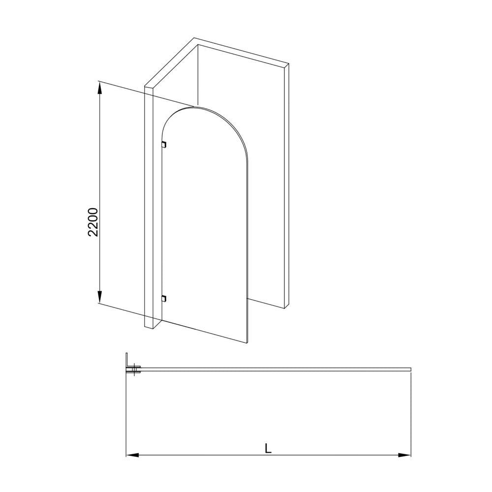 COVEY FRAMELESS ARCH WALK IN SINGLE PANEL FLUTED / NARROWLINE GLASS SHOWER SCREEN BRUSHED GOLD