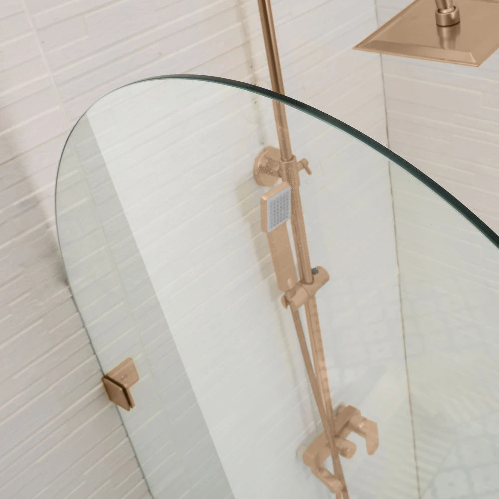 COVEY FRAMELESS ARCH WALK IN SINGLE FIX PANEL SHOWER SCREEN BRUSHED BRONZE
