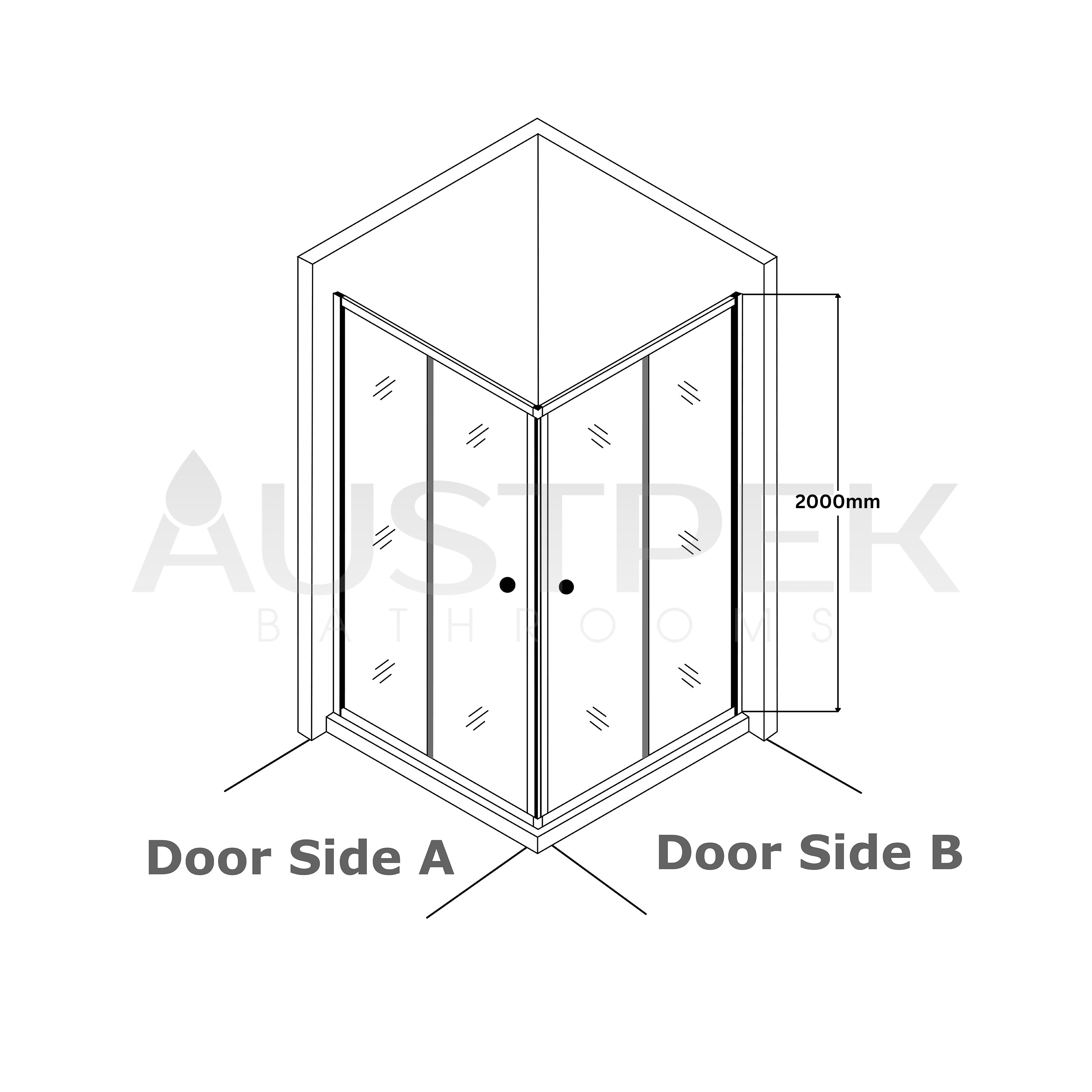 COVEY SEMI-FRAME CORNER OPEN DOOR SLIDING BRUSHED GOLD