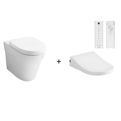 TOTO MH WALL FACED TOILET AND S5 WASHLET W/ REMOTE CONTROL PACKAGE D-SHAPED GLOSS WHITE