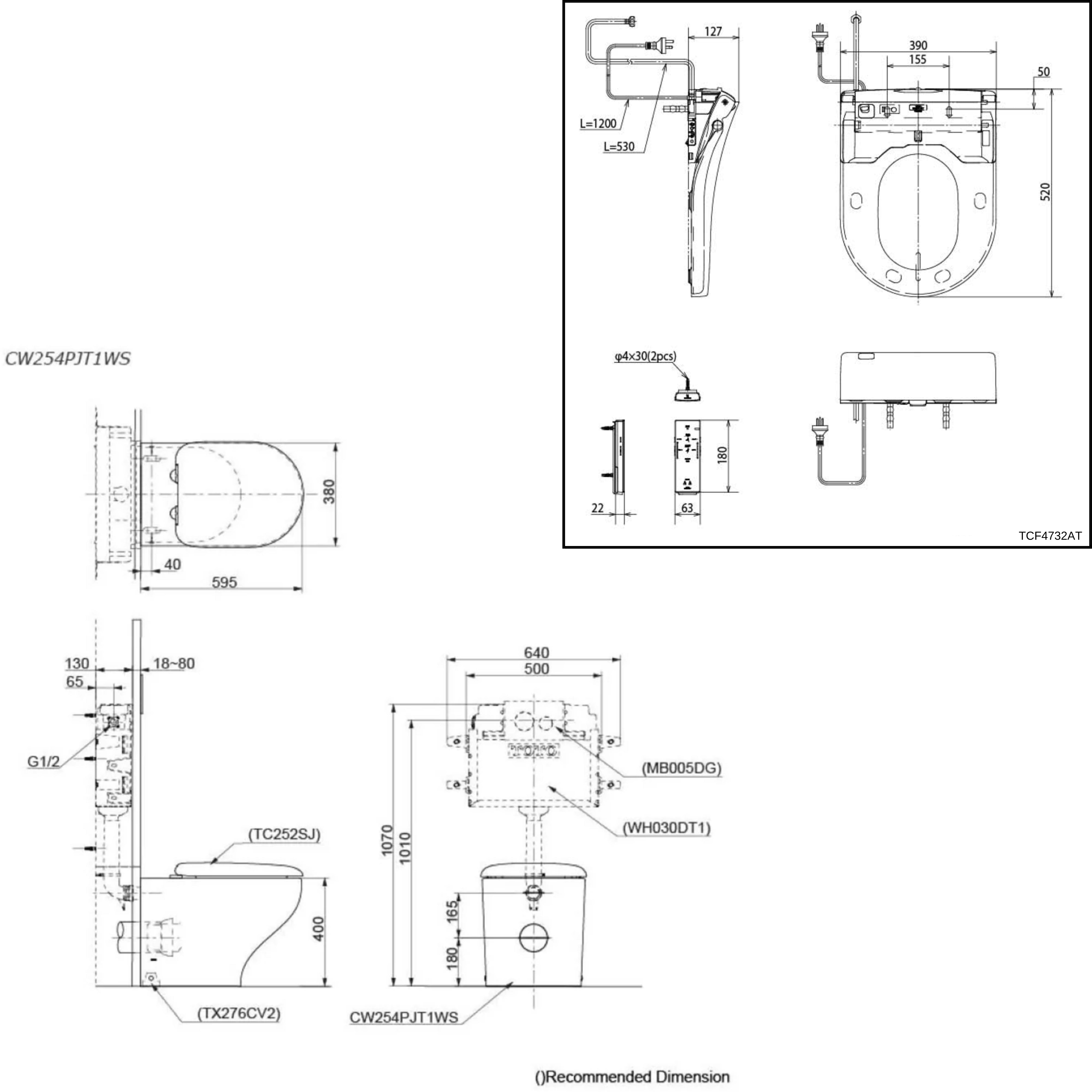 TOTO HAYON WALL FACED TOILET AND S7 WASHLET W/ REMOTE CONTROL AND AUTOLID PACKAGE D-SHAPE GLOSS WHITE