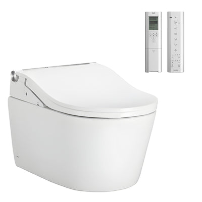 TOTO RW WALL HUNG TOILET WITH WASHLET PACKAGE W/ AUTOLID AND AUTOFLUSH (D-SHAPE) GLOSS WHITE
