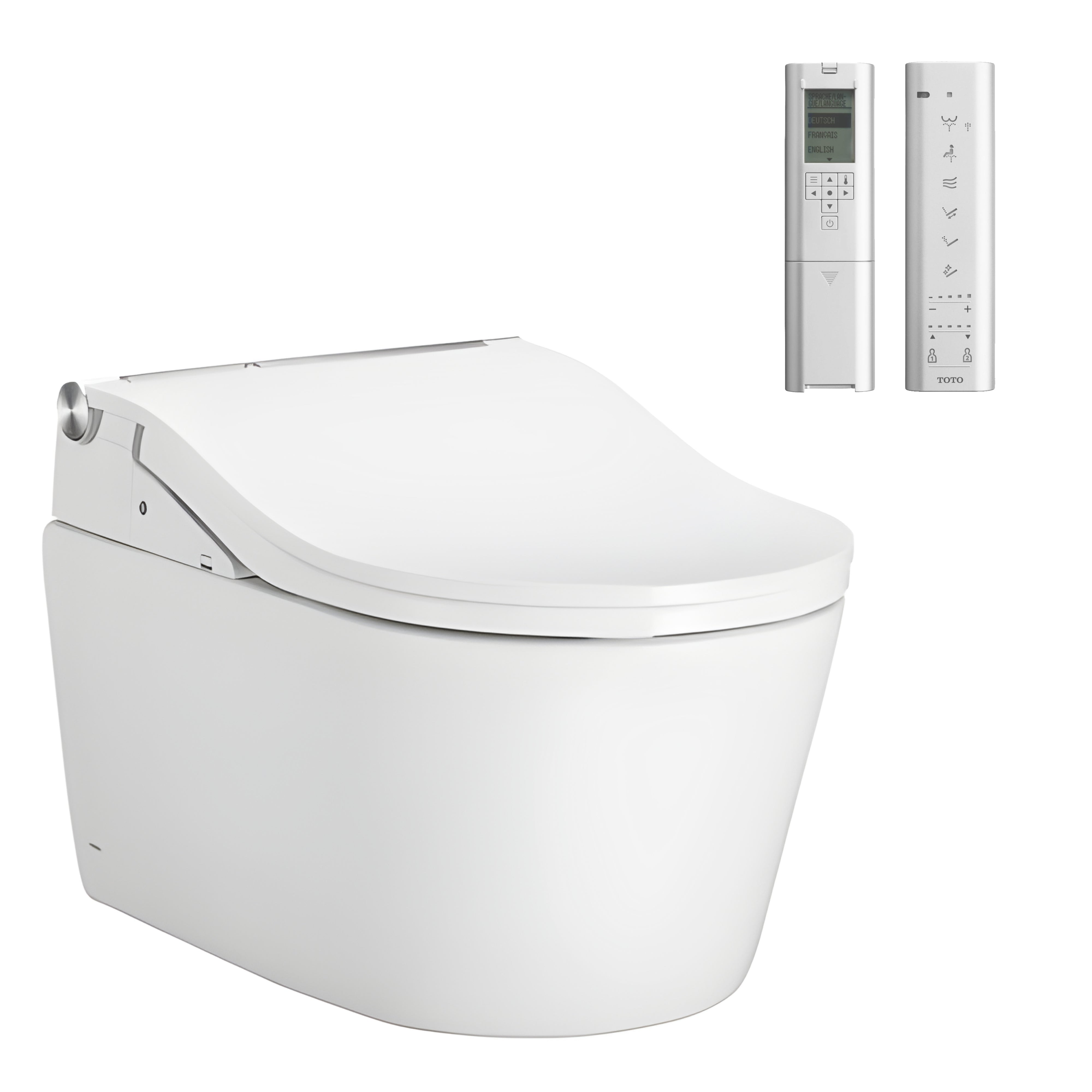 TOTO RW WALL HUNG TOILET WITH WASHLET PACKAGE W/ AUTOLID AND AUTOFLUSH (D-SHAPE) GLOSS WHITE