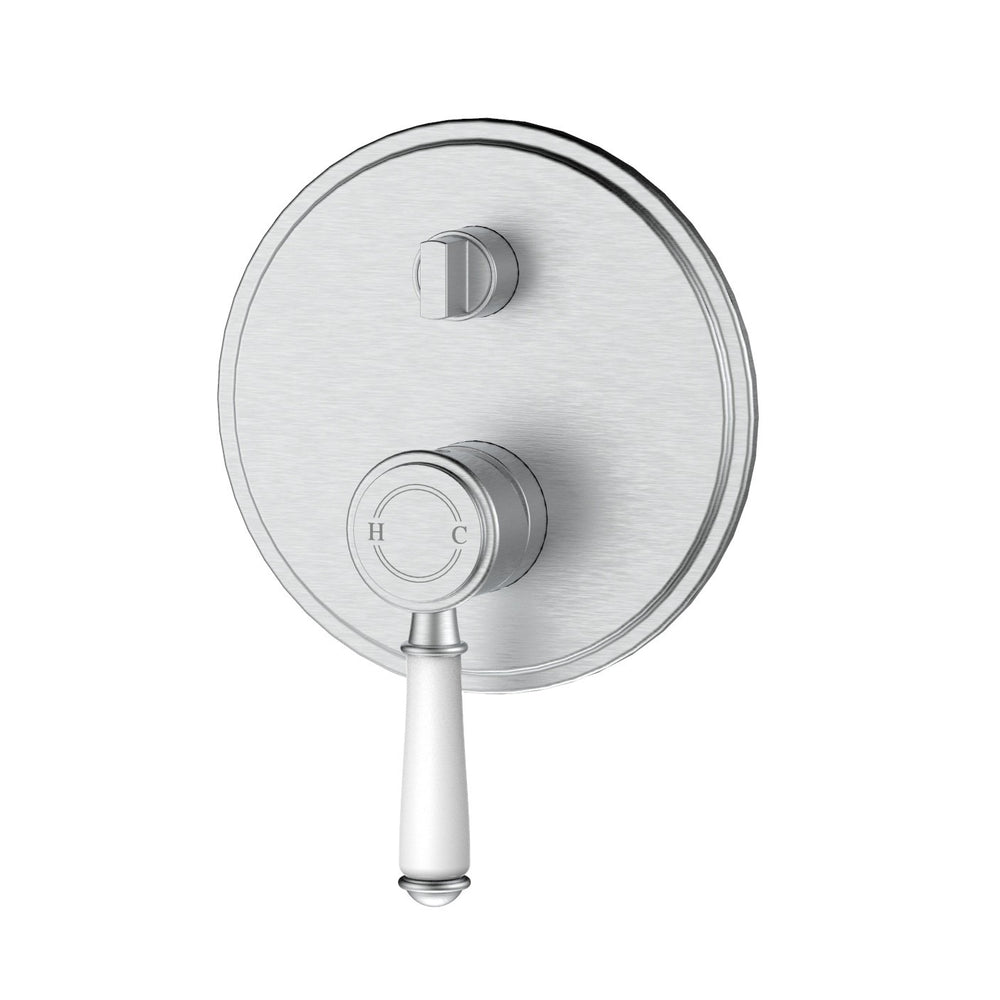 IKON CLASICO LEAD FREE WALL DIVERTER MIXER TRIM KIT WITH ROUGH IN BODY 160MM CERAMIC HANDLE BRUSHED NICKEL