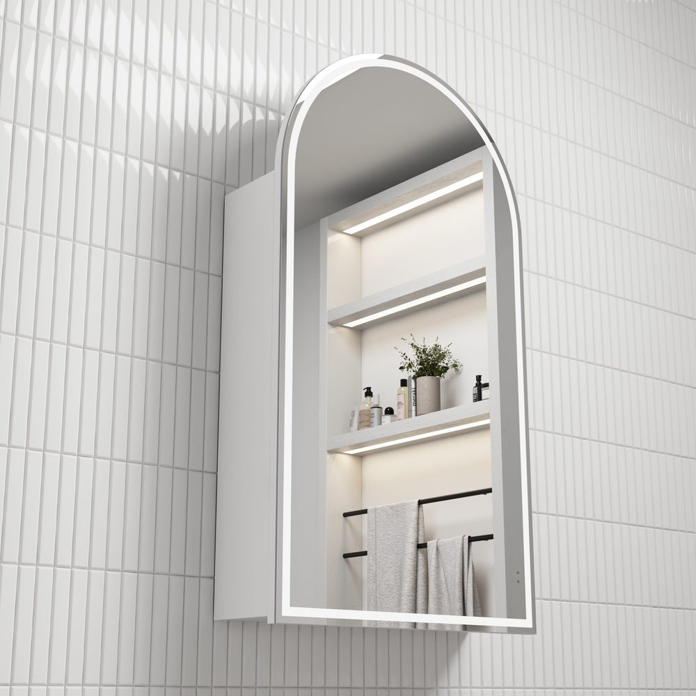 AULIC CANTERBURY MATTE WHITE LED SHAVING CABINET 500X900MM