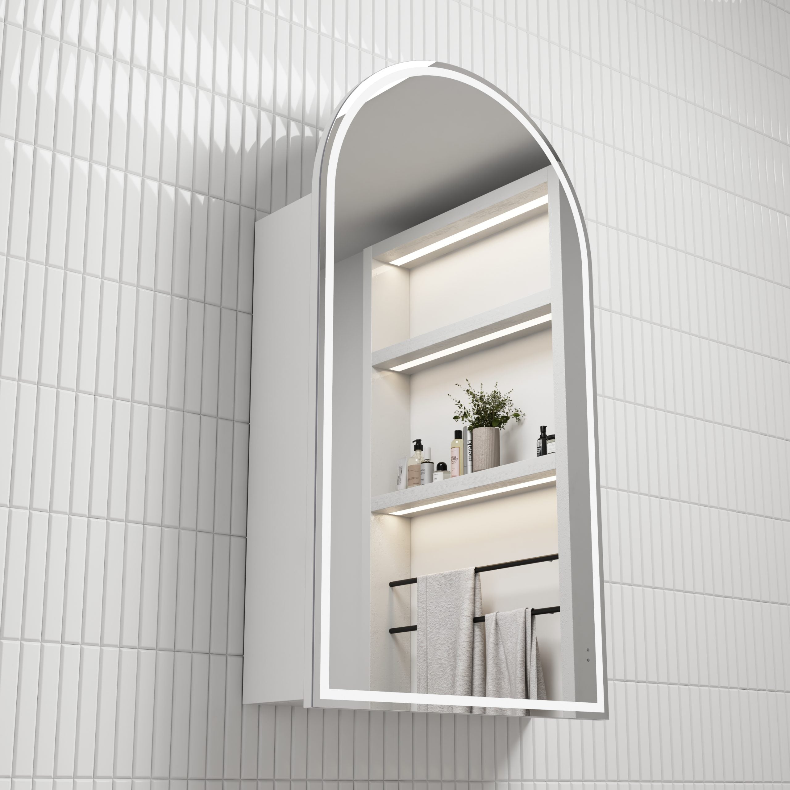 AULIC CANTERBURY MATTE WHITE LED SHAVING CABINET 500X900MM