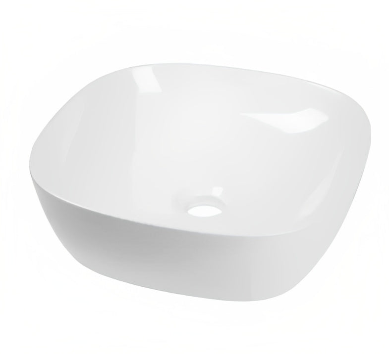 INSPIRE SQUARE FINE CERAMIC BASIN GLOSS WHITE 375MM