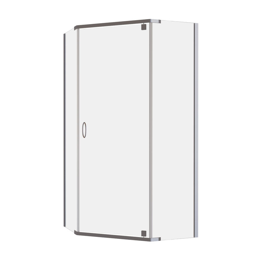 DECINA CASCADE SEMI-FRAMELESS ANGLE PIVOT SHOWER SCREEN CHROME