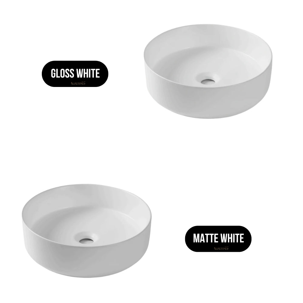 CLAYA ROUND ABOVE COUNTER BASIN GLOSS WHITE 405MM