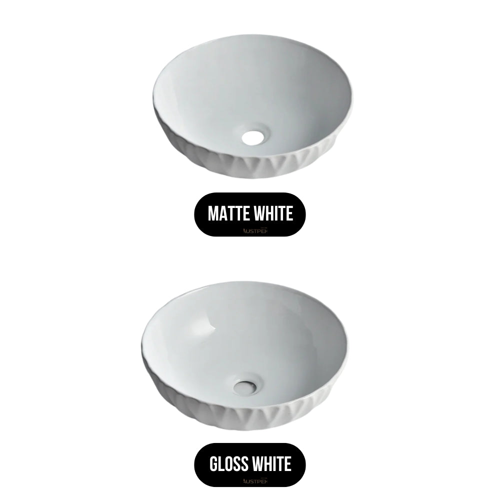 CLAYA RUBY ROUND ABOVE COUNTER BASIN MATTE WHITE 395MM