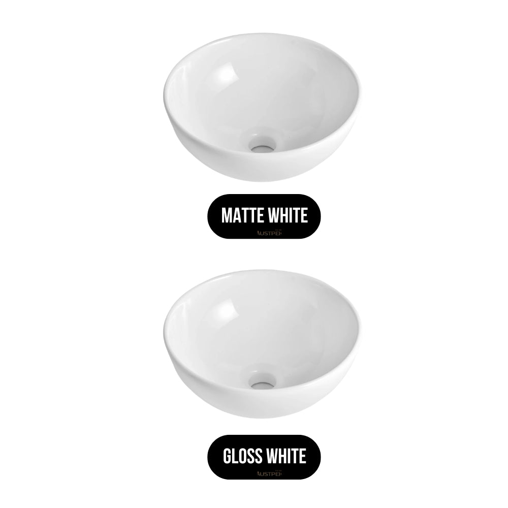 CLAYA ROUND ABOVE COUNTER BASIN GLOSS WHITE 330MM