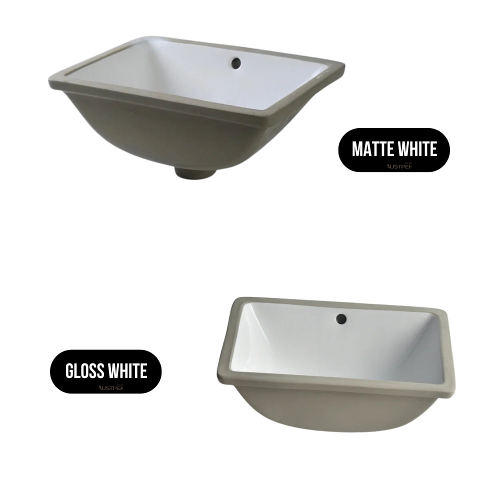 CLAYA RECTANGULAR UNDER COUNTER BASIN MATTE WHITE 465MM