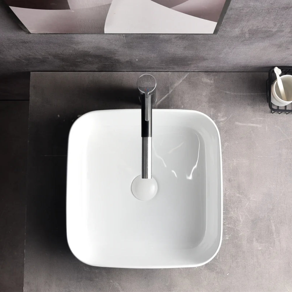 CLAYA SQUARE ABOVE COUNTER BASIN GLOSS WHITE 380MM