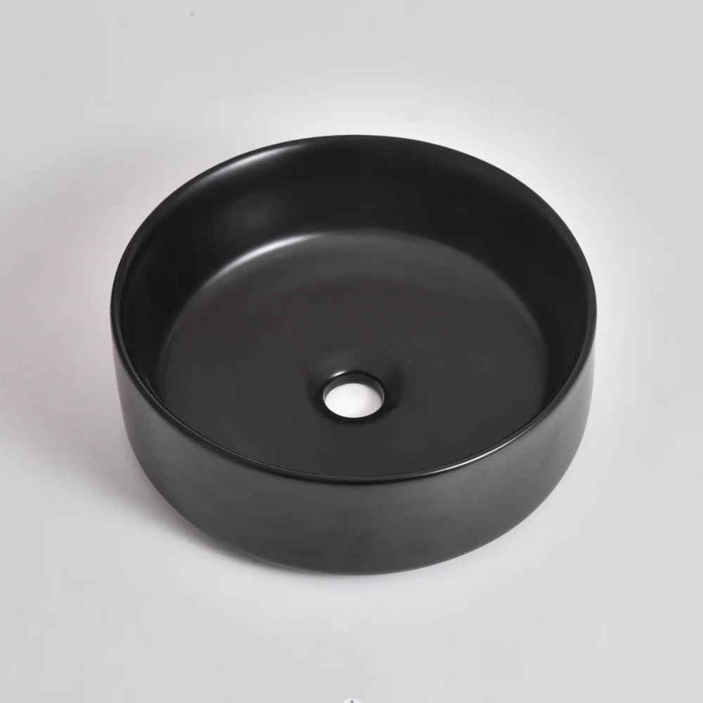 CLAYA ROUND ABOVE COUNTER BASIN MATTE BLACK 360MM
