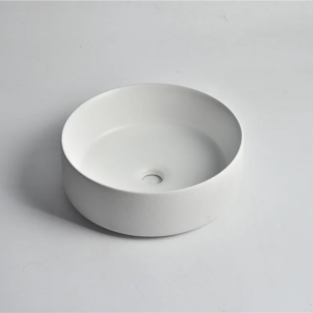 CLAYA POLAR LUNA ROUND ABOVE COUNTER BASIN TEXTURED MATTE WHITE 360MM