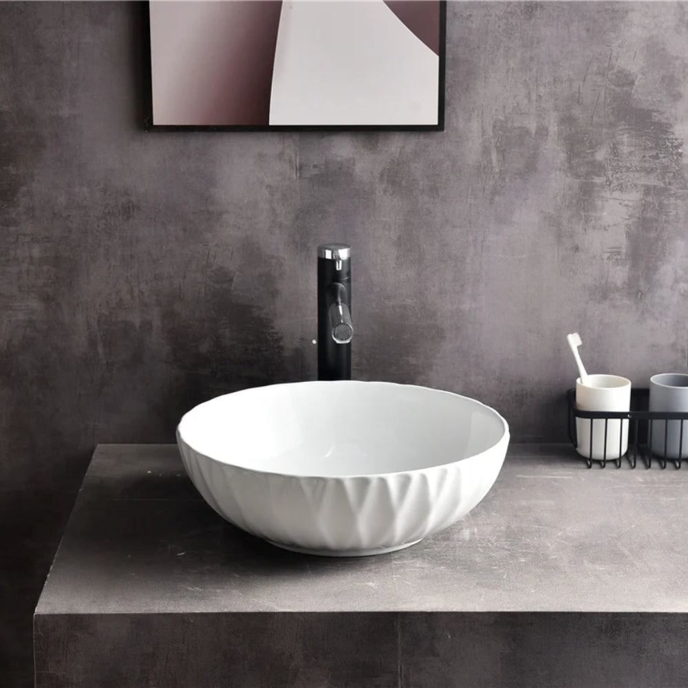 CLAYA RUBY ROUND ABOVE COUNTER BASIN GLOSS WHITE 395MM