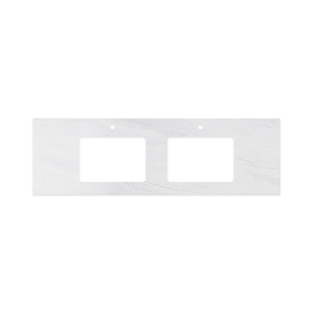 FIENZA CLOUDBURST RECTANGULAR SOLID SURFACE BENCHTOP WITH DOUBLE UNDERMOUNT BASIN HOLE & TAP HOLES (AVAILABLE IN 1500MM AND 1800MM)