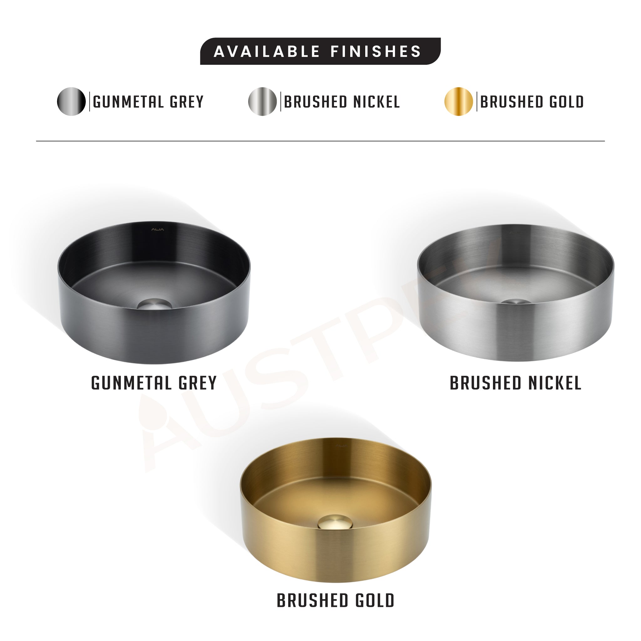 ALIA SS ABOVE COUNTER BASIN STAINLESS STEEL GUNMETAL GREY 400MM