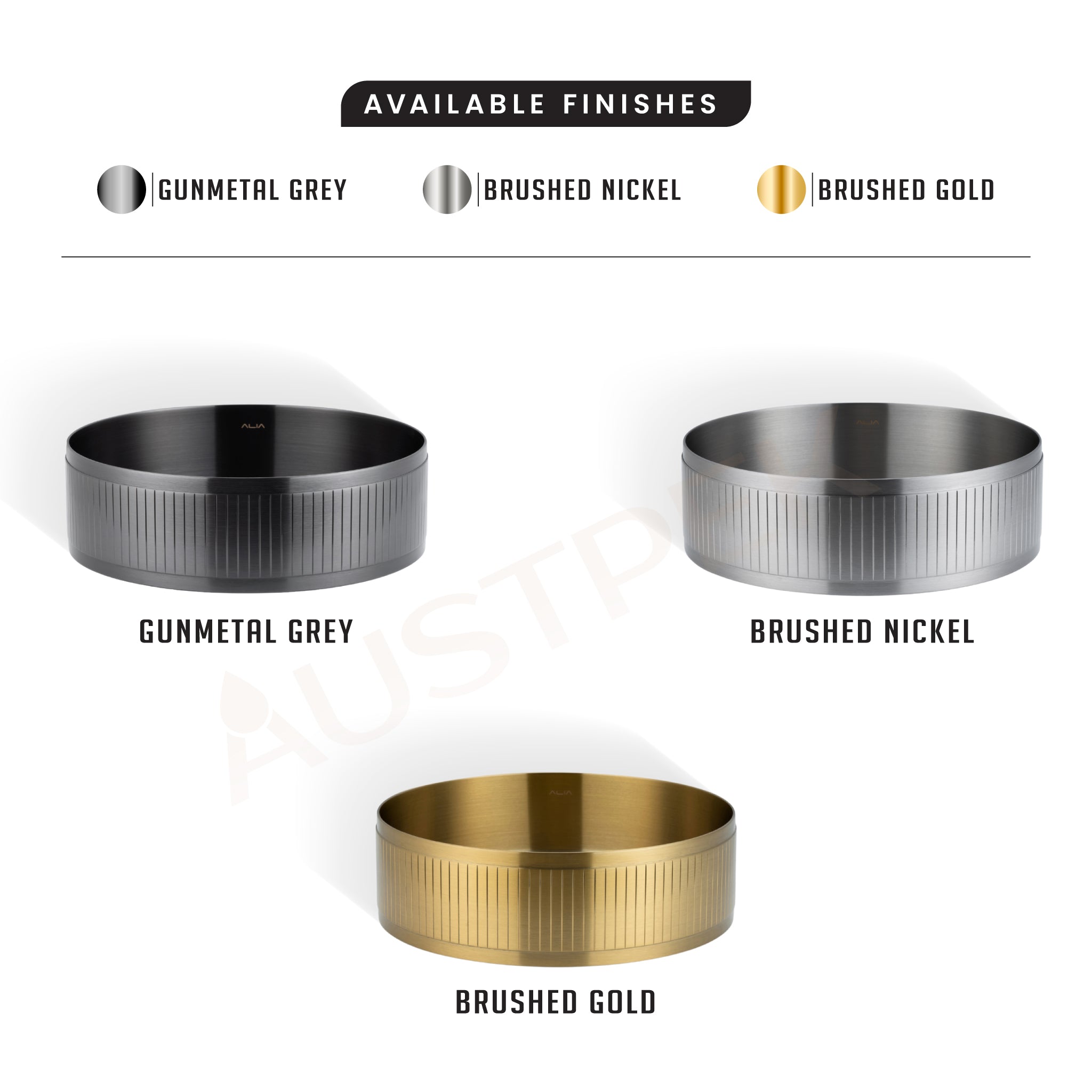 ALIA TEXTURED-SS ABOVE COUNTER BASIN STAINLESS STEEL BRUSHED GOLD 400MM