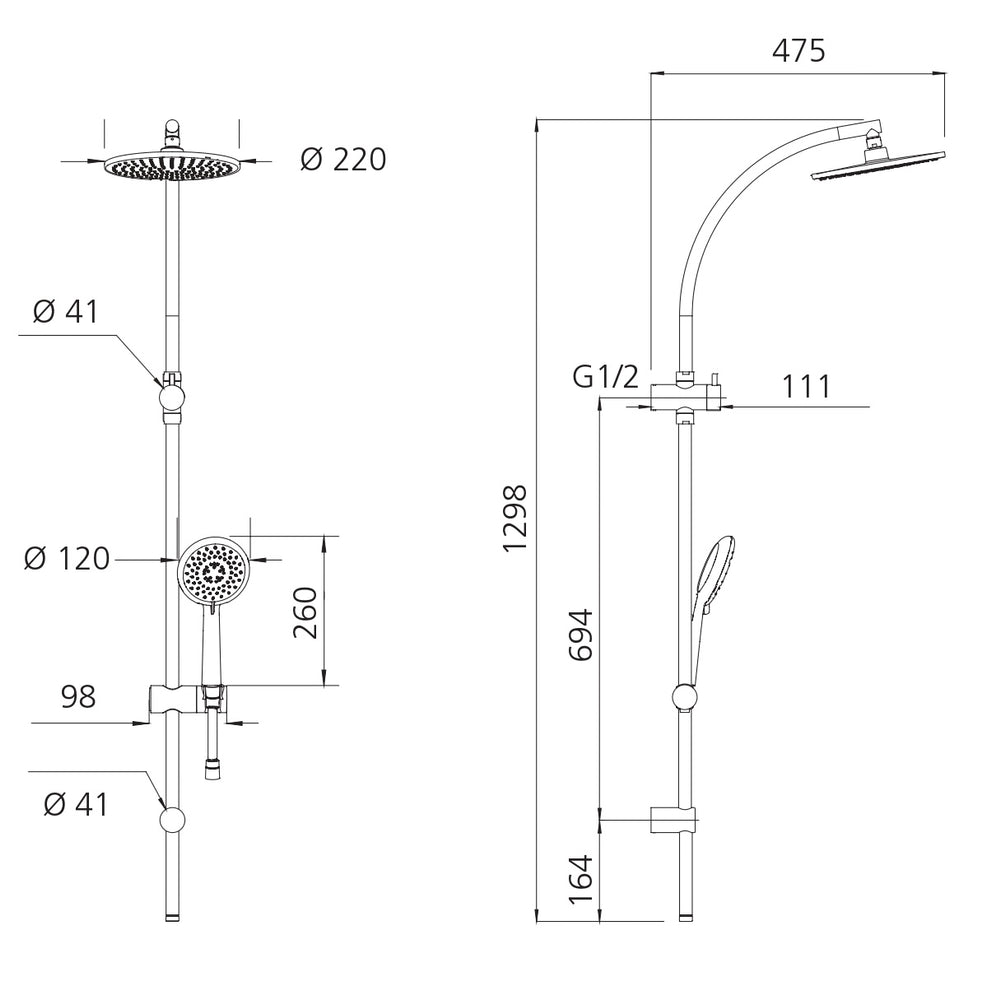 OLIVERI COPENHAGEN DUAL SHOWER SET CHROME
