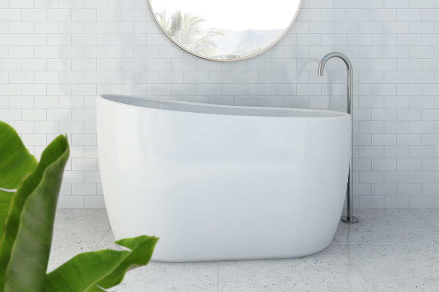 DECINA COSMO FREESTANDING BATH WITH INTEGRATED OVERFLOW GLOSS WHITE 1300MM