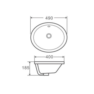 MERCIO COSY OVAL INSERT BASIN GLOSS WHITE 490MM