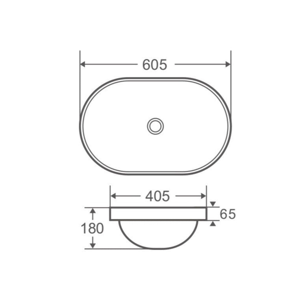 MERCIO COSY OVAL INSERT BASIN GLOSS WHITE 605MM
