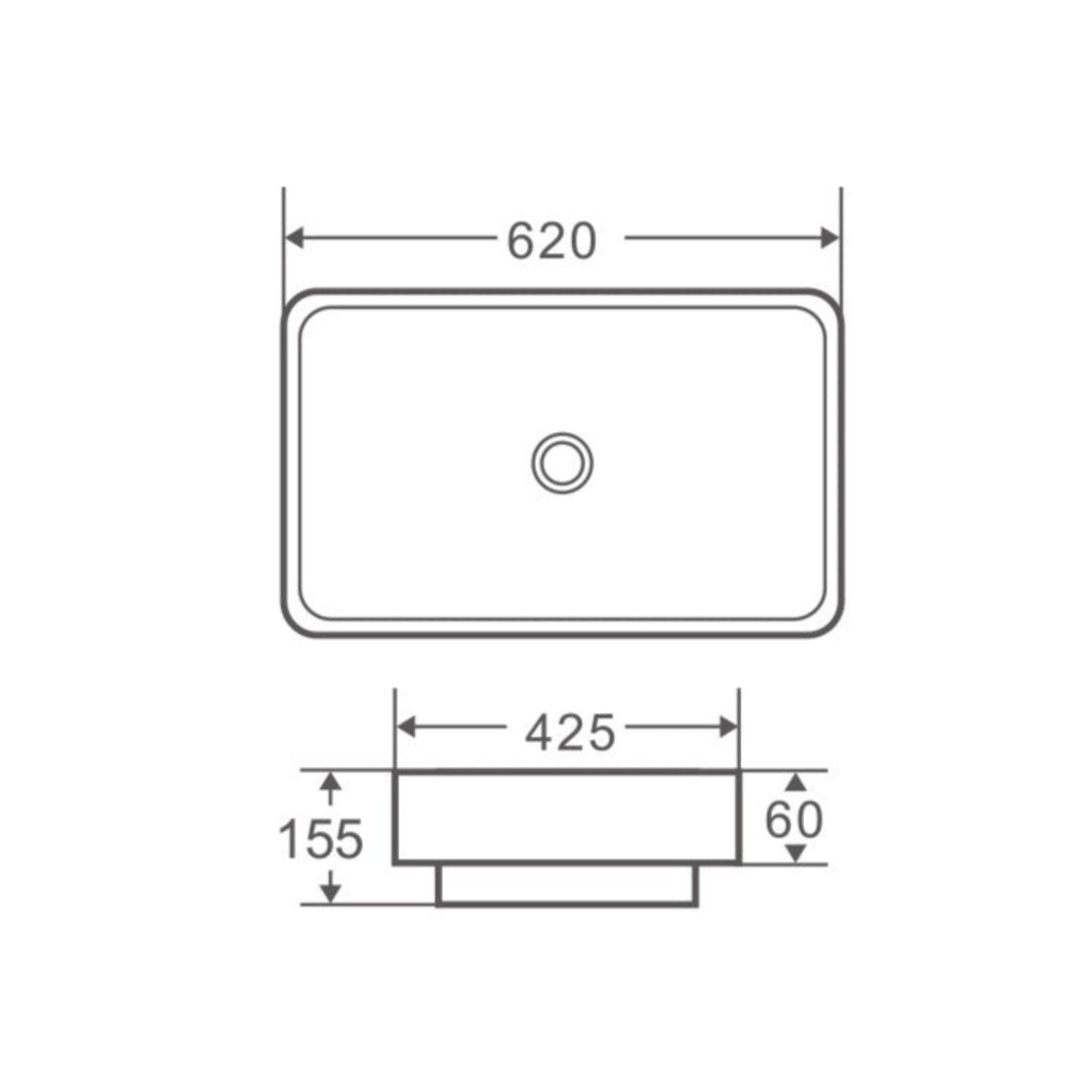 MERCIO COSY RECTANGULAR INSERT BASIN GLOSS WHITE 620MM