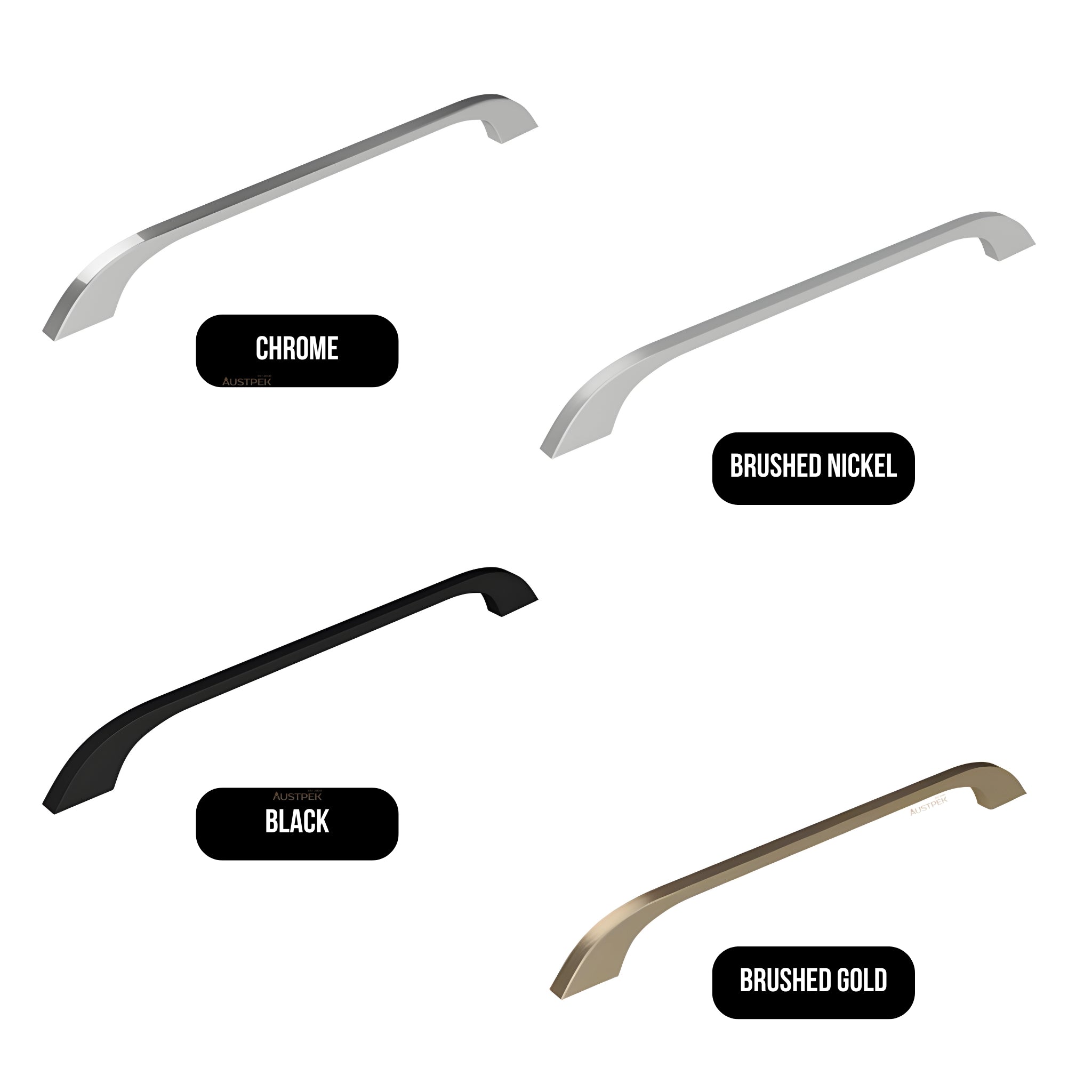 TIMBERLINE CURVE HANDLE BRUSHED NICKEL (AVAILABLE IN 198MM AND 359MM)