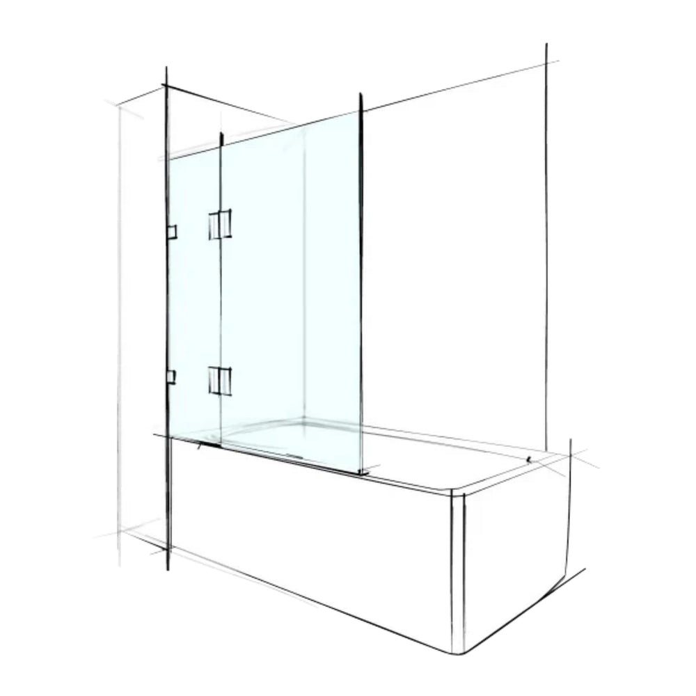 VEROTTI CUSTOM FRAMELESS BATHSCREEN FIXED AND SWING PANEL 1100MM