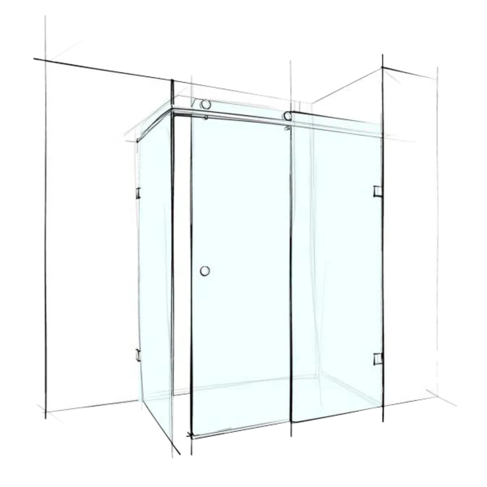 VEROTTI CUSTOM FRAMELESS SLIDING SHOWER SCREEN SQUARE CORNER SET-IN 1200MM