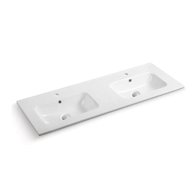 POSEIDON OLIVIA GLOSS WHITE DOUBLE BOWL CERAMIC VANITY TOP 1210MM