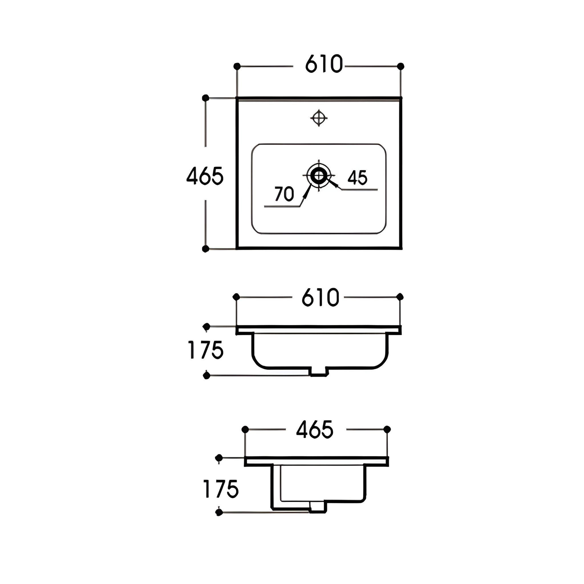 POSEDION OLIVIA GLOSS WHITE SINGLE BOWL CERAMIC VANITY TOP (AVAILABLE IN 610MM, 760MM, 910MM AND 1210MM)