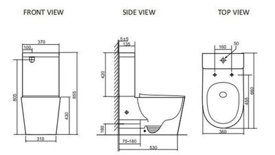 INSPIRE RADIANT RIMLESS TORNADO TOILET SUITE SLIM SEAT GLOSS WHITE