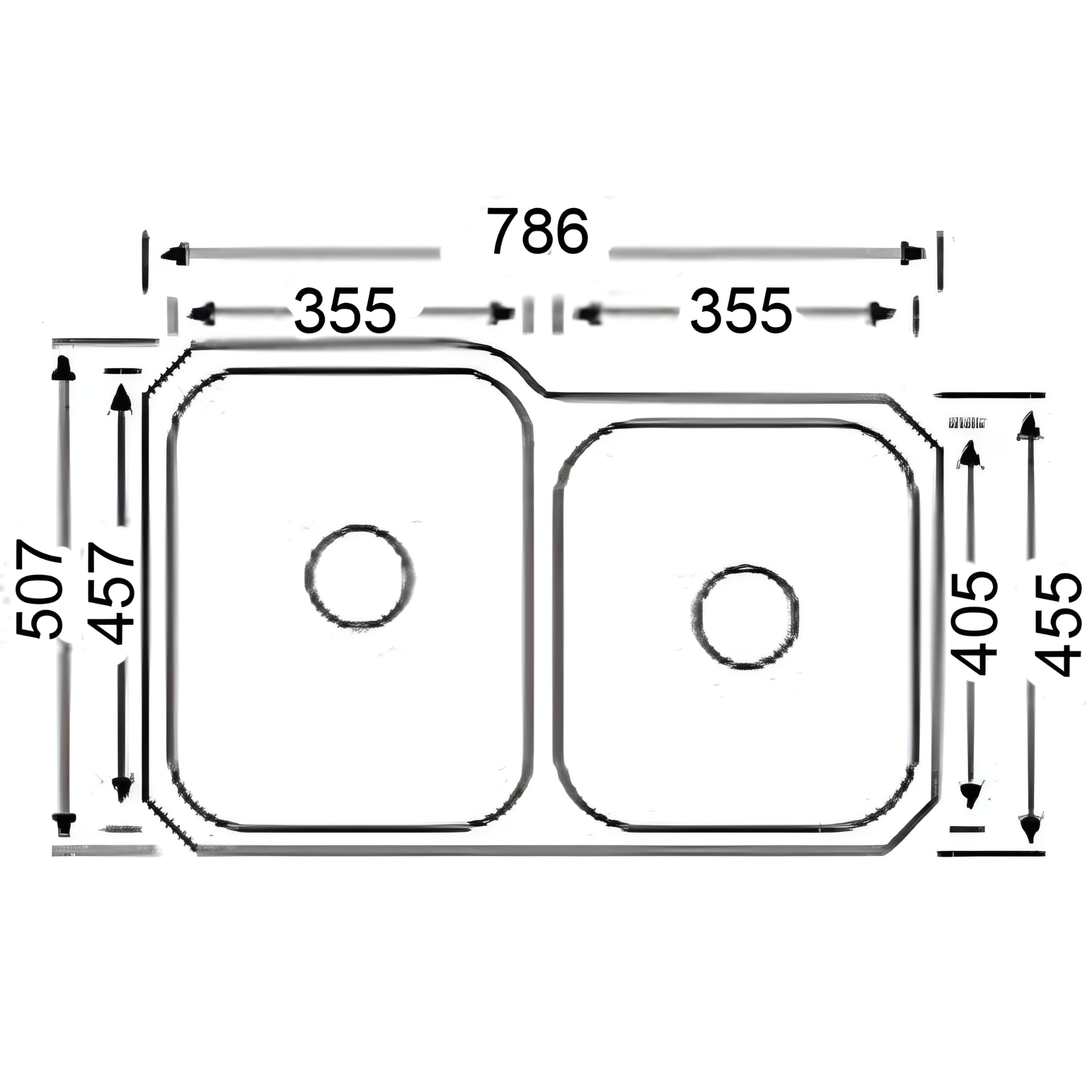IKON CORA DOUBLE BOWL UNDERMOUNT SINK STAINLESS STEEL 808MM