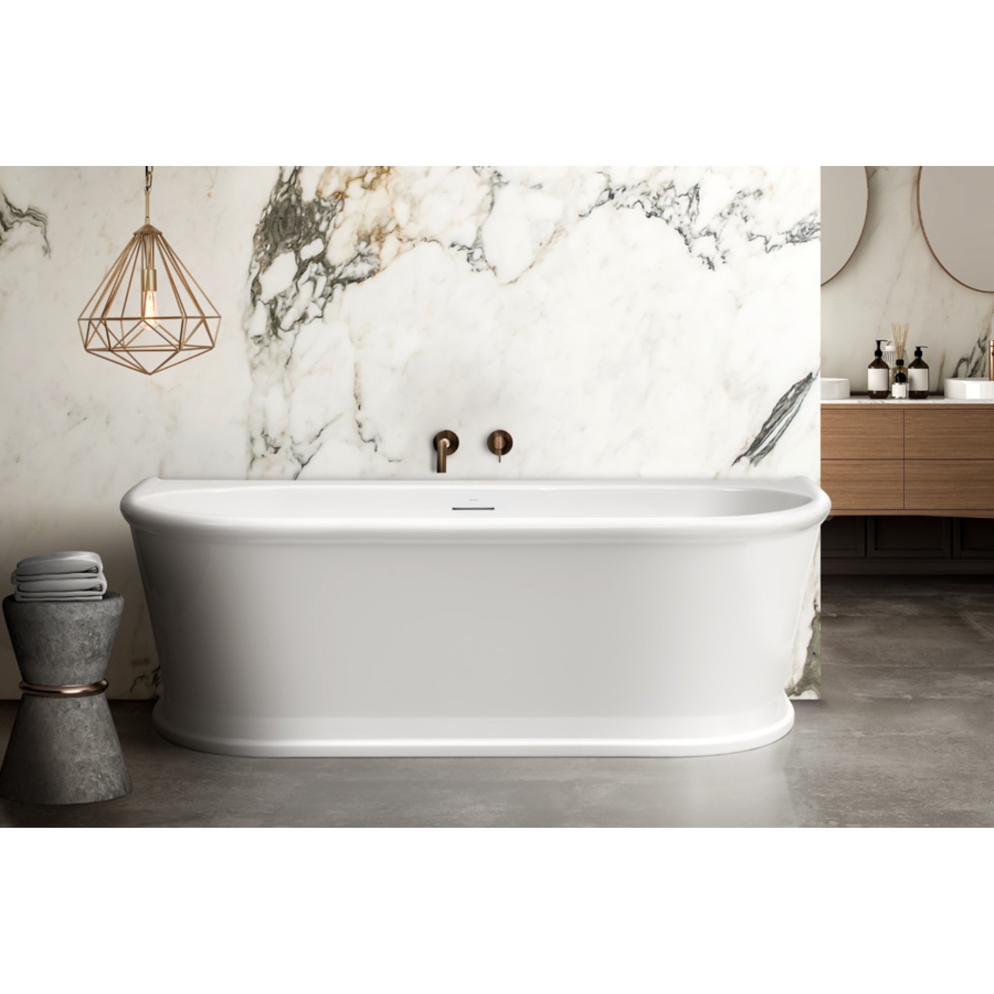 DECINA OXFORD BACK-TO-WALL FREESTANDING BATH GLOSS WHITE 1700MM