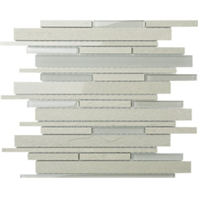 EVERSTONE DURAGLASS ASH GREY MIXED 300X300MM STRIP MOSAIC TILE (PER BOX)