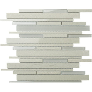 EVERSTONE DURAGLASS BOTTICINO MIXED 300X300MM STRIP MOSAIC TILE (PER BOX)