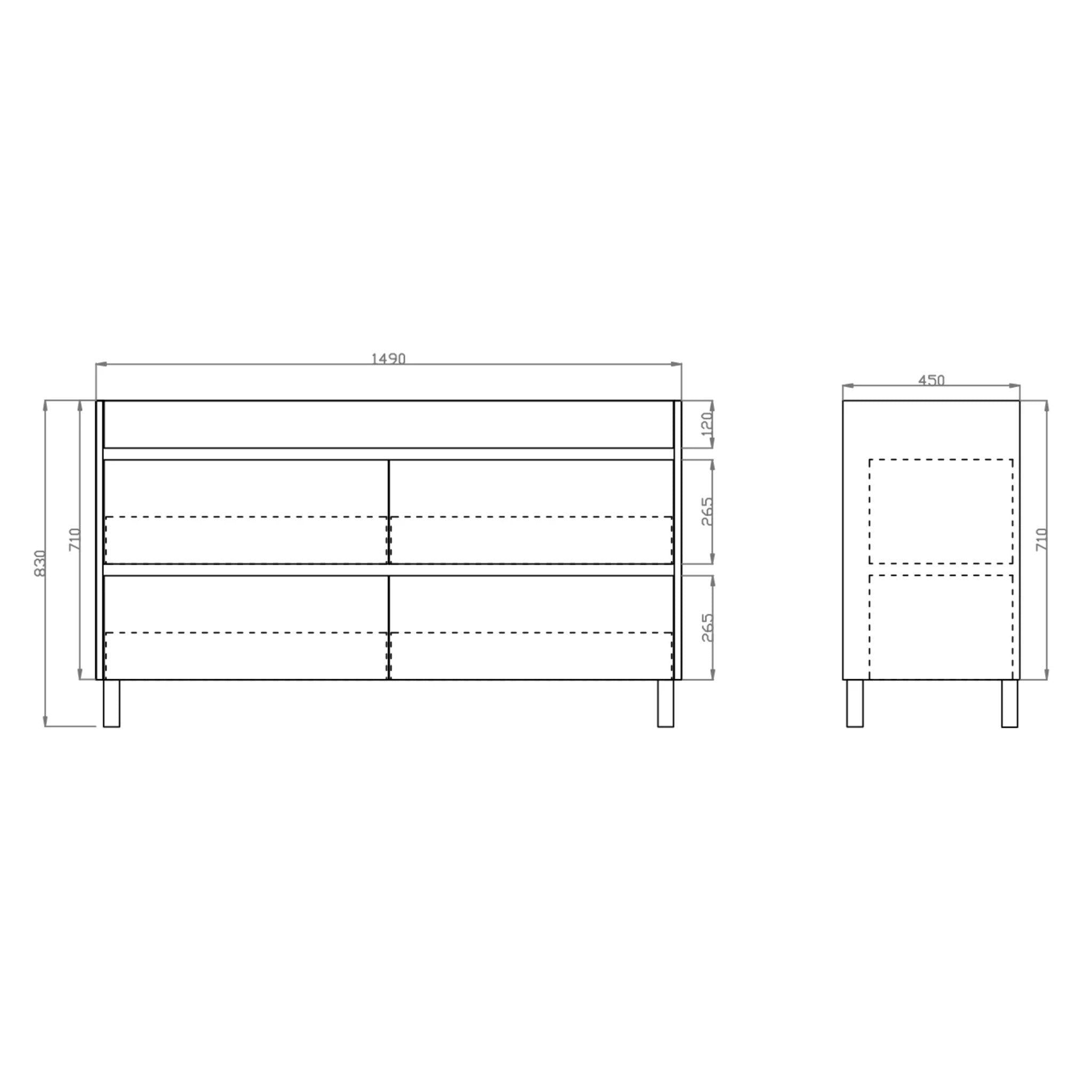 POSEIDON QUBIST DARK GREY 1500MM FLOOR STANDING VANITY
