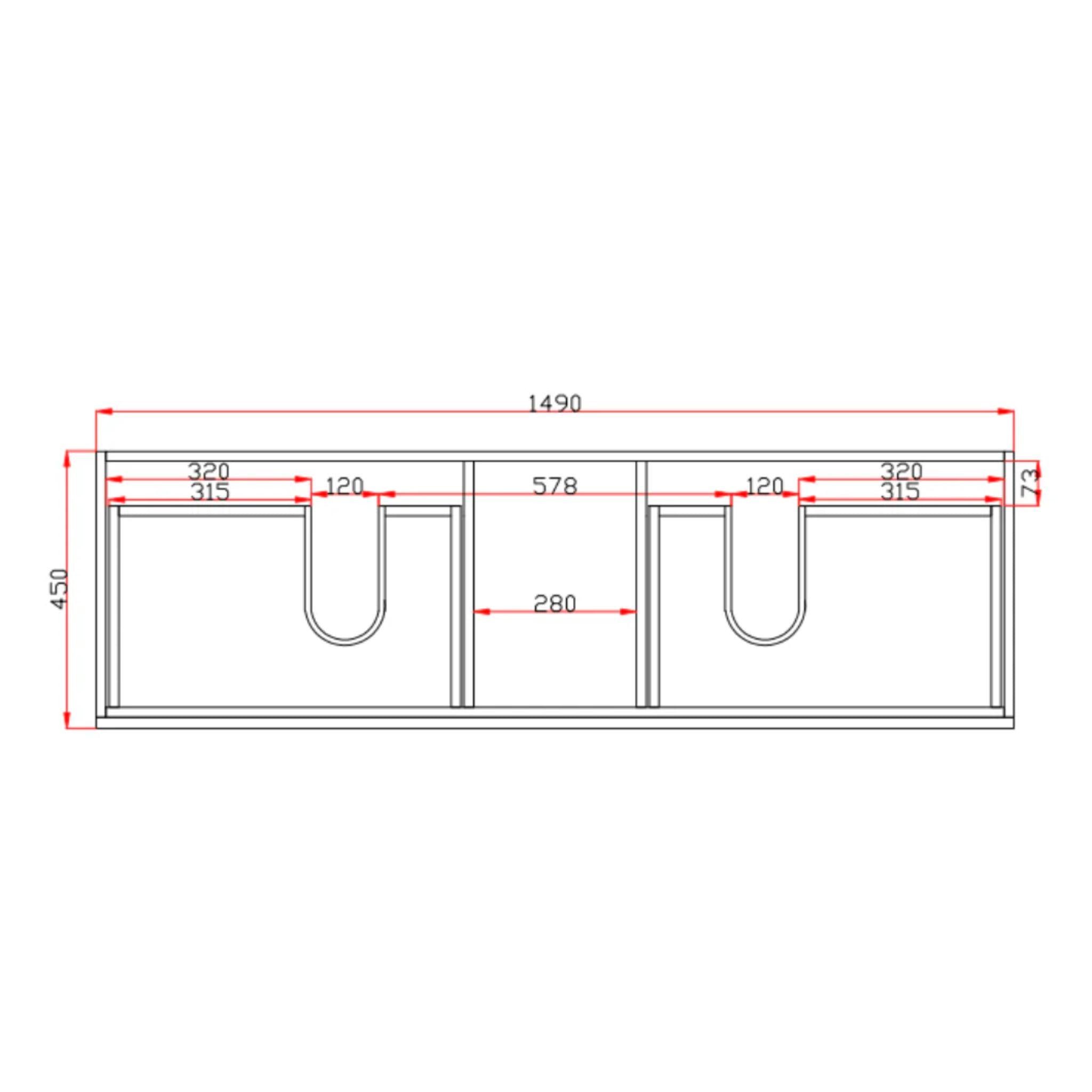 POSEIDON QUBIST DARK GREY 1500MM FLOOR STANDING VANITY