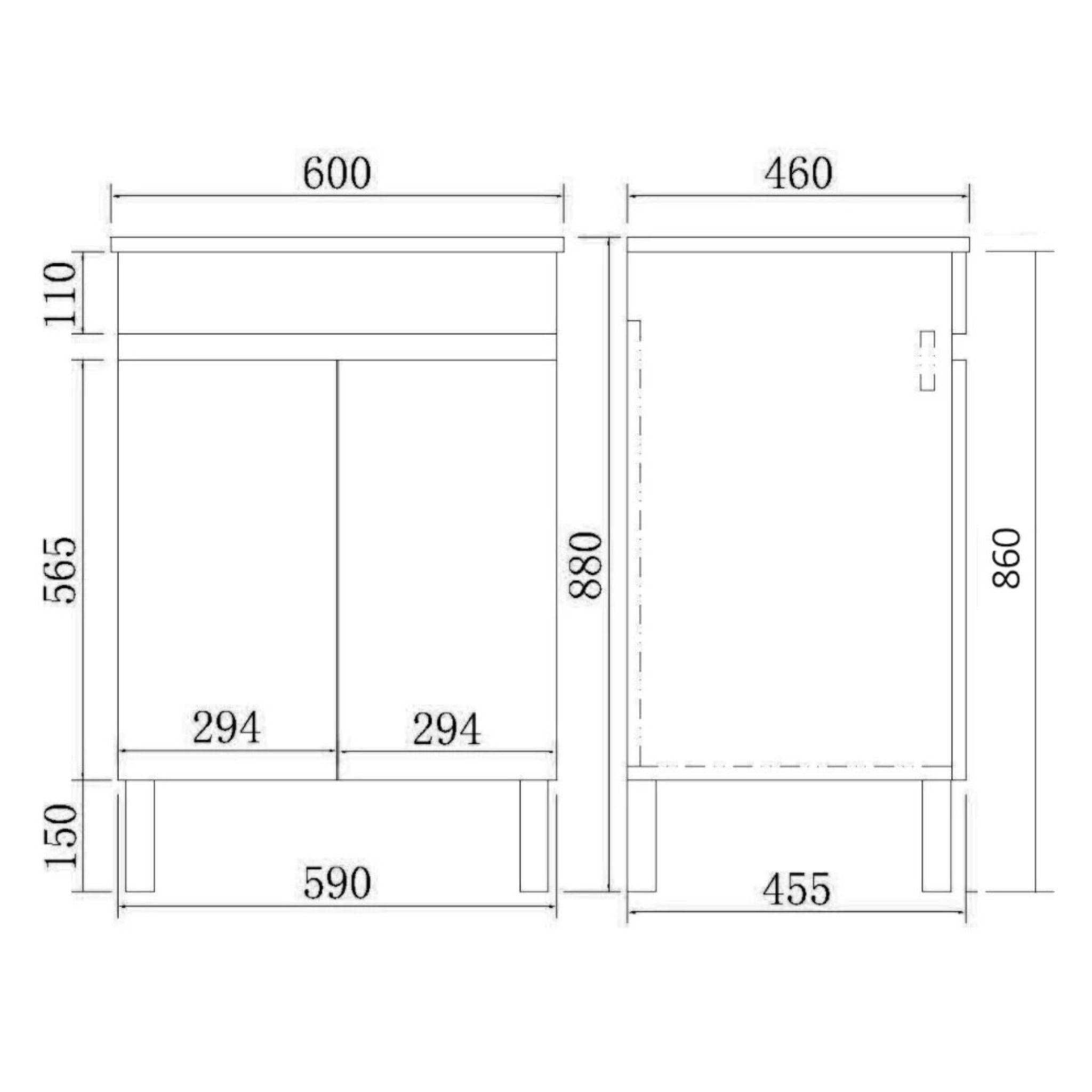 POSEIDON QUBIST DARK GREY 1500MM FREE STANDING VANITY