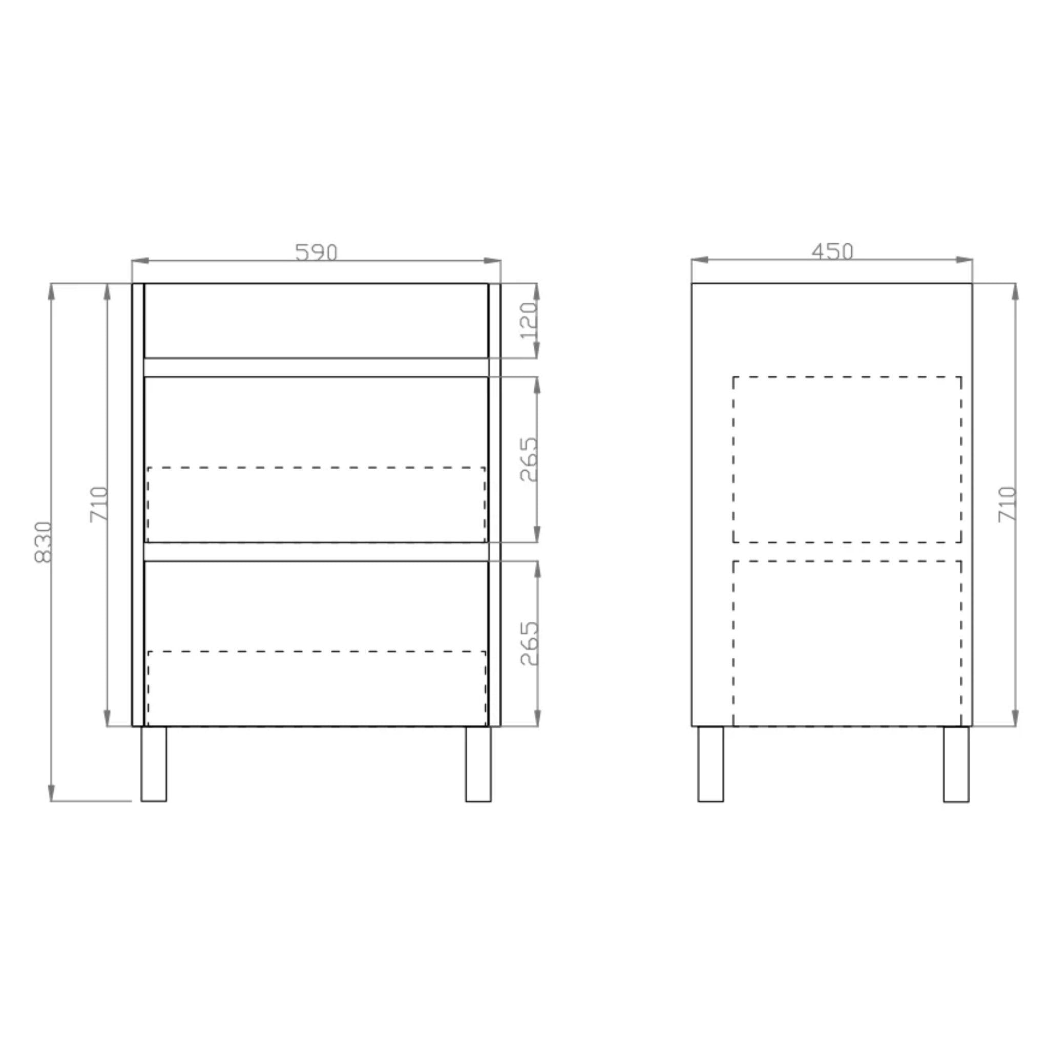 POSEIDON QUBIST DARK GREY 600MM FLOOR STANDING VANITY