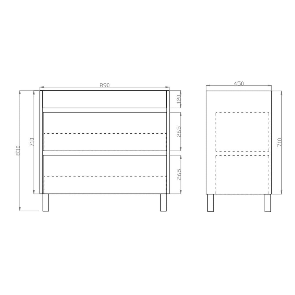 POSEIDON QUBIST DARK GREY 900MM FLOOR STANDING VANITY
