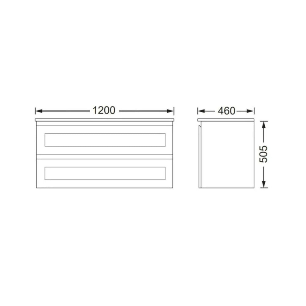 BTH SHAKER PROFILE DRAWER MATTE WHITE 1200MM SINGLE BOWL WALL HUNG VANITY