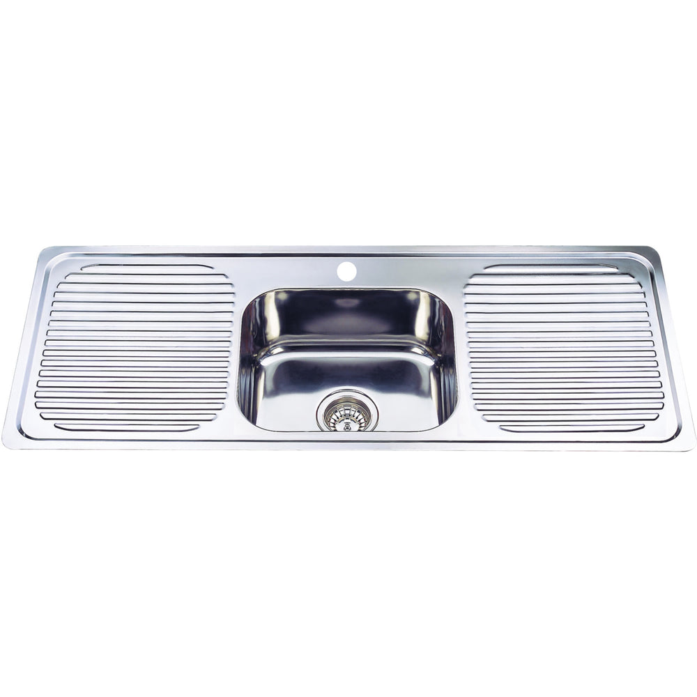 IKON SINGLE BOWL DOUBLE DRAINER SINK STAINLESS STEEL 1180MM