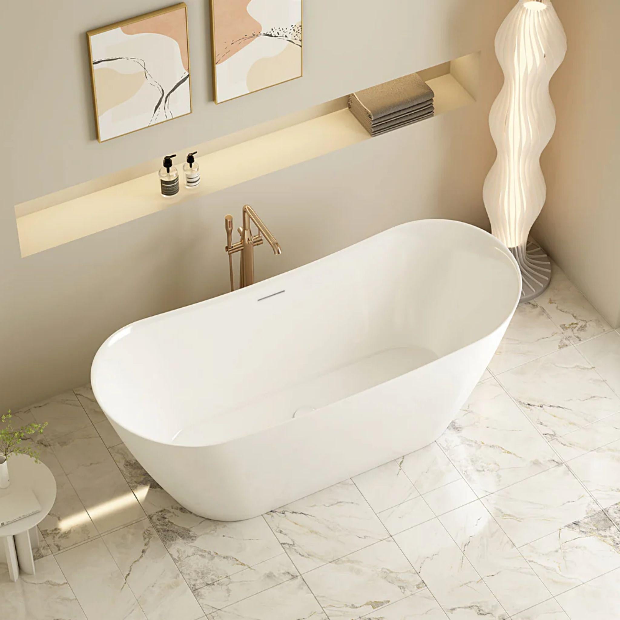 MERCIO DISNEY ULTRA THIN FREESTANDING BATHTUB GLOSS WHITE 1500MM