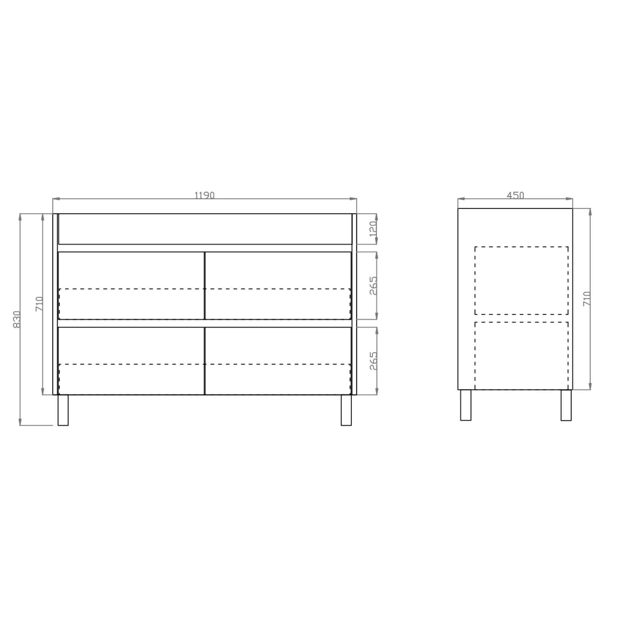 POSEIDON QUBIST DARK OAK 1200MM DOUBLE BOWL FREE STANDING VANITY