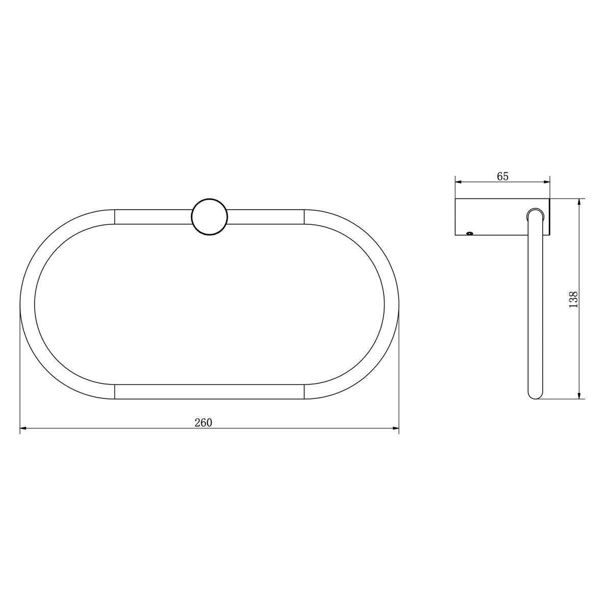 Linsol Dotti Towel Ring 260mm - Line Drawing