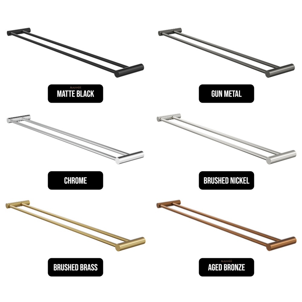 LINSOL DOTTI DOUBLE TOWEL RAIL 800MM CHROME